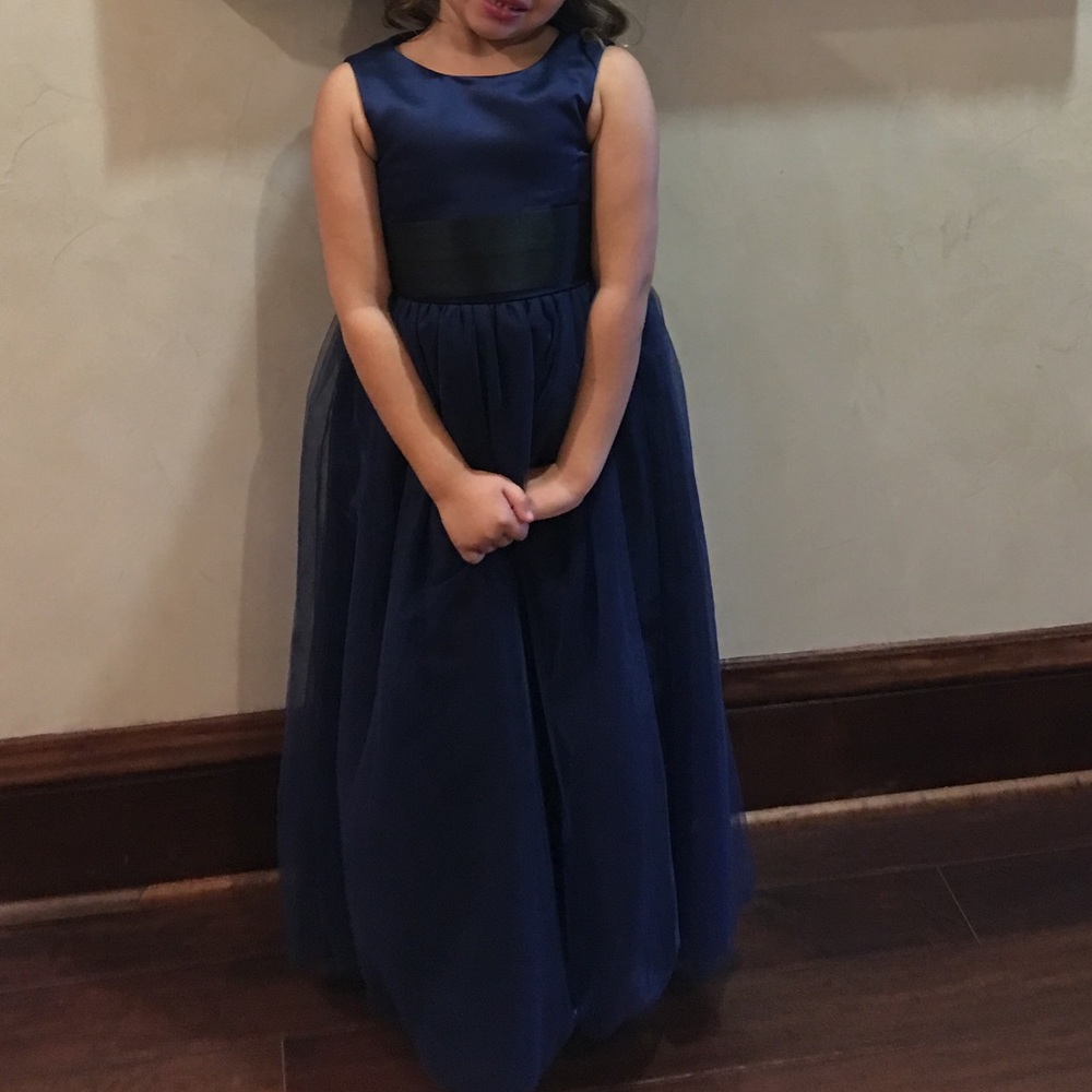 Girls navy flower girl dress